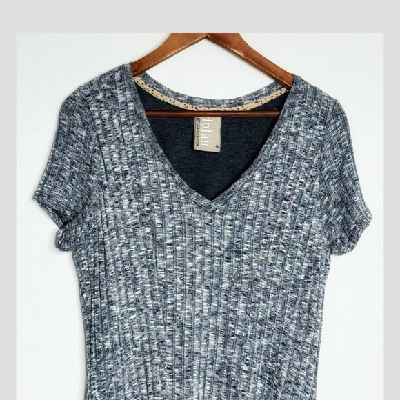 Anthropologie Dolan Left Coast Dress Ribbed Knit Swing Dress Short Sleeve V-Neck - Picture 4 of 10